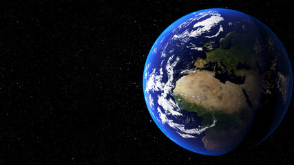 Planet Earth in space focuses on Europe. Elements of this image are decorated with NASA 3D rendering.