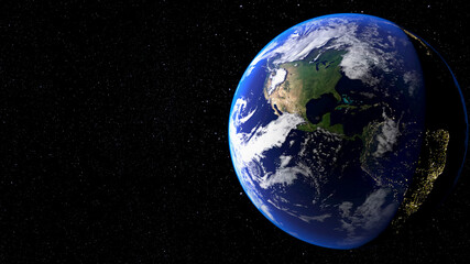 Planet Earth in space focuses on the Americas. Elements of this image are decorated with NASA 3D rendering.