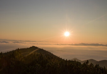 morning sun in the mountains
