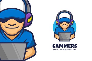 Gamer Boy Mascot Logo Character