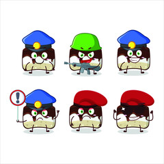 A dedicated Police officer of chocolate cake mascot design style. Vector illustration
