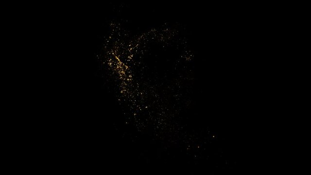 beautiful animation of multi colored flying flickering particles scattered on a black background 4k 1000fps	