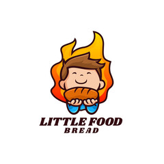 Vector Logo Illustration Bread Boy Mascot Cartoon Style.