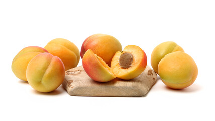 Fresh apricot fruits isolated on white background