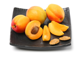 Naklejka na ściany i meble Fresh apricot fruits isolated on white background