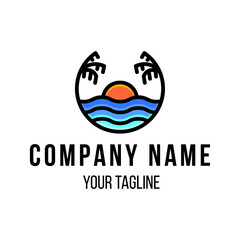 Beautiful Modern Sunset Minimalist Badge Logo Icon Vector Design Template Isolated. Simple Twilight, Sunrise, Sunshine, Paradise Logo Concept.