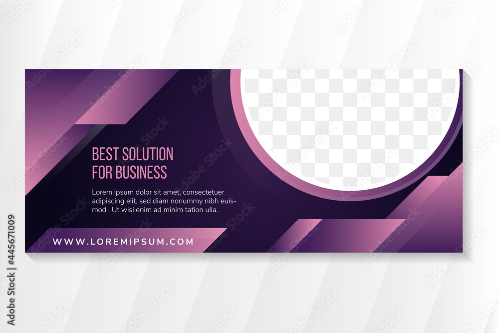 Poster best solution for business banner design template use horizontal layout. purple gradient background 