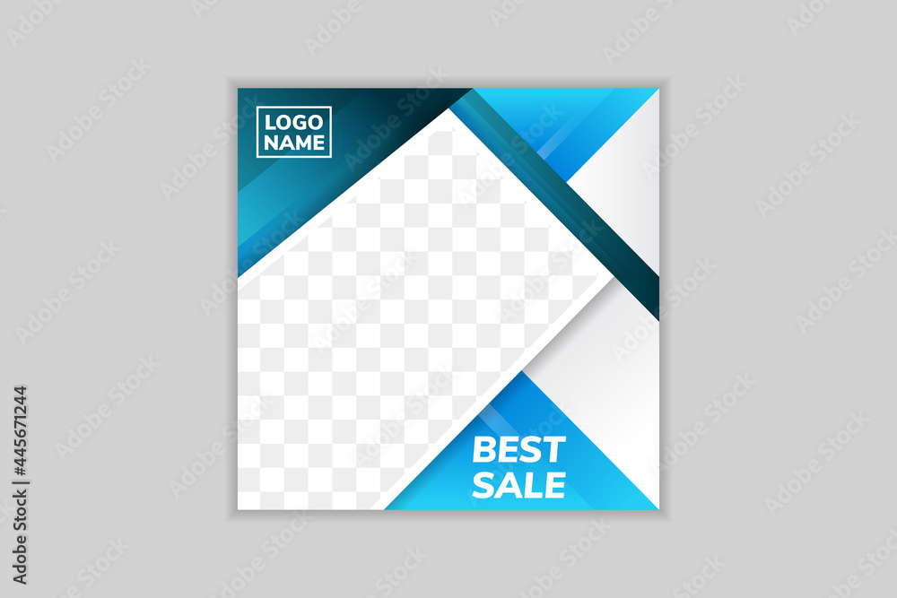 Aufkleber blue creative web banners of social media standard size with a place for photos. business ad banner.