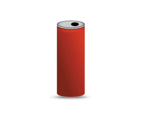 Realistic 250 ml of aluminium blank red thin can isolated on white background. Vector illustration.