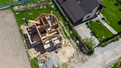 Construction site with crane and building