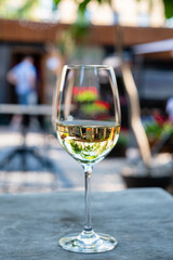 white wine in the cafe