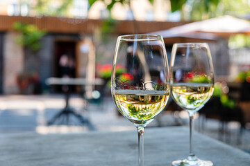 white wine in the cafe