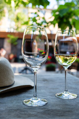 white wine in the cafe