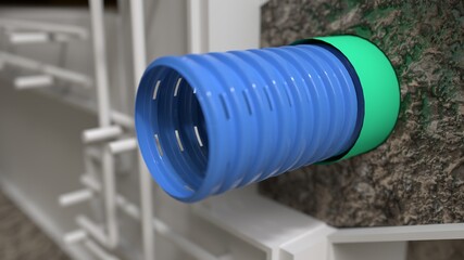 Obraz na płótnie Canvas house foundation drainage system - design industrial 3D rendering