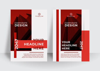 Business book cover design template in red color theme. Modern annual report design. Corporate cover design or brochure template background for business design. modern business flier layout template
