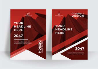 Business book cover design template in red color theme. Modern annual report design. Corporate cover design or brochure template background for business design. modern business flier layout template