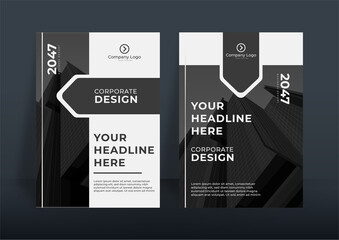 Modern Business Cover Design - Creative and Clean Business Cover Template. Luxury business card design template. Elegant dark black background with abstract geometric shapes. Vector illustration
