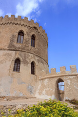 Apulia watchtower: Vado Tower is a sixteenth century coastal tower guard which stands a few metres away from the sea shore, over the small tourist port of Torre Vado town in Salento, Italy.