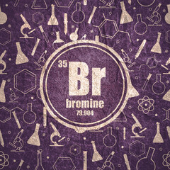 Bromine chemical element. Stone material grunge texture