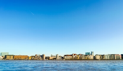 Naklejka premium Beautiful buildings along the Rhine river in Cologne, Germany