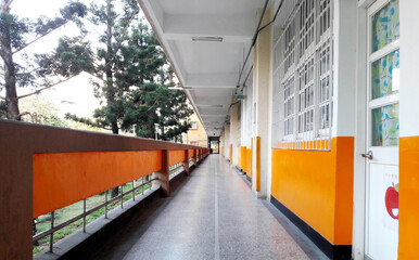 Classroom corridor in elementary school, Taiwan