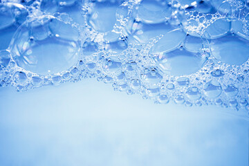 Clean Transparent Soap Bubbles on Water.