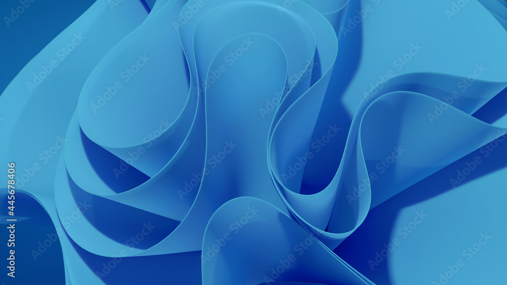 Poster 3d rendering of abstract swirl wavy shape object. for luxurious stylized background or wallpaper