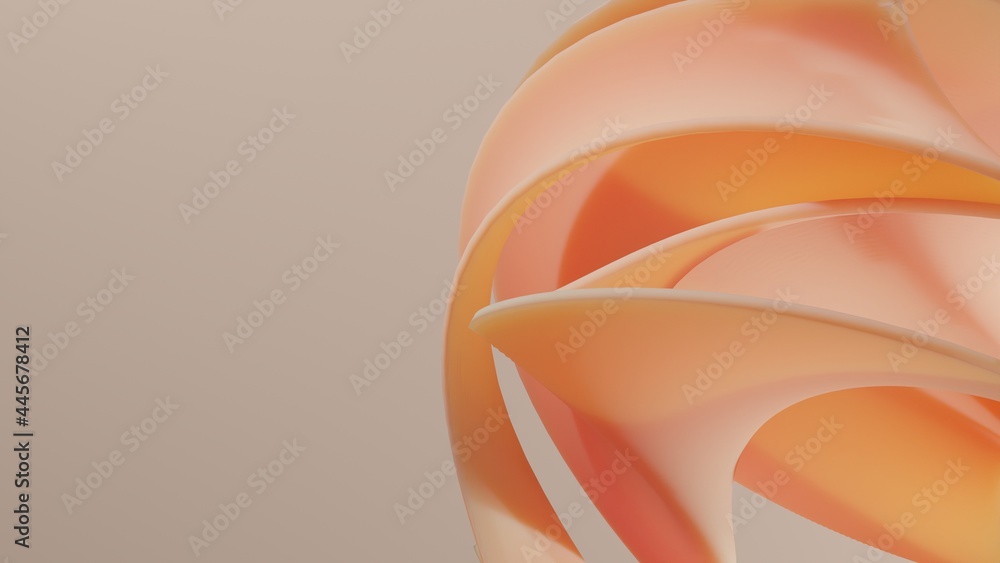 Poster 3d rendering of abstract swirl wavy shape object. for luxurious stylized background or wallpaper