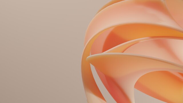 3D Rendering of abstract swirl wavy shape object. For luxurious stylized background or wallpaper 