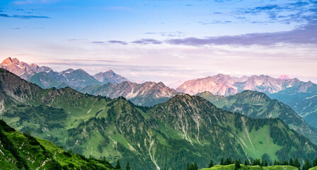 Fototapeta na wymiar Aerial view of Piz Por in the Alps in Switzerland, beautiful landscape of mountains