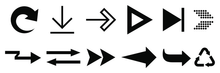 arrow direction symbols of twelve different shapes