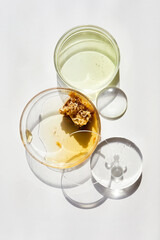 Abstract cosmetic laboratory. Chemical laboratory research. Nature cosmetics with honey.