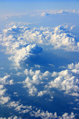 White clouds in the blue sky