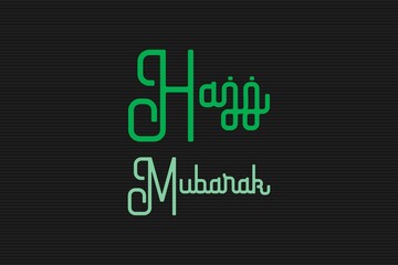 Holy Hajj Mubarak typography on isolated dark background 