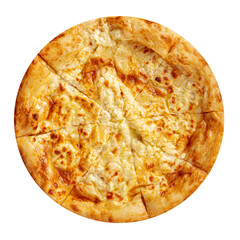 Isolated megrelian khachapuri flat bread with cheese on white background