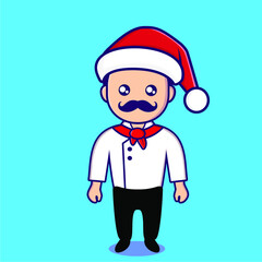 chef character with christmas hat