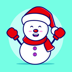 snowman character with red hat,christmas day