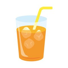 コップに入ったオレンジジュースのイラスト