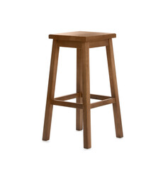 Stylish wooden stool isolated on white. Interior element