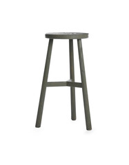 Stylish wooden stool isolated on white. Interior element