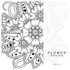 mehndi flower decorative ornament in ethnic oriental style. doodle ornament. outline hand draw.