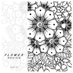mehndi flower decorative ornament in ethnic oriental style. doodle ornament. outline hand draw.