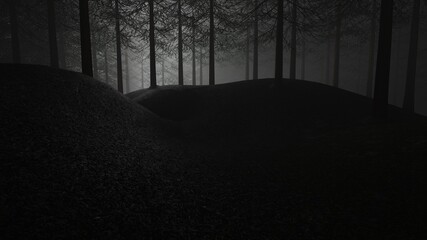 Fog in the woods  - 3d render
