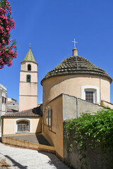The dome and bell tower of a church in Torrecuso, an old town in the province of Benevento, Italy