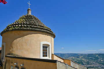 The dome of a church in the historic center of Torrecuso, a medieval village in the province of Benevento, Italy.