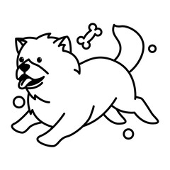 chow chow dog cute cartoon outline style icon