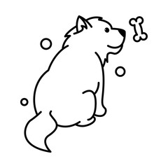 chow chow dog cute cartoon outline style icon