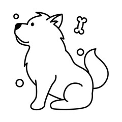 chow chow dog cute cartoon outline style icon