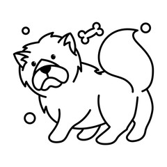 chow chow dog cute cartoon outline style icon