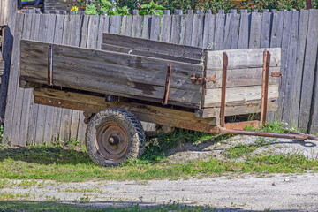 Old car semi-trailer on a summer day close-up